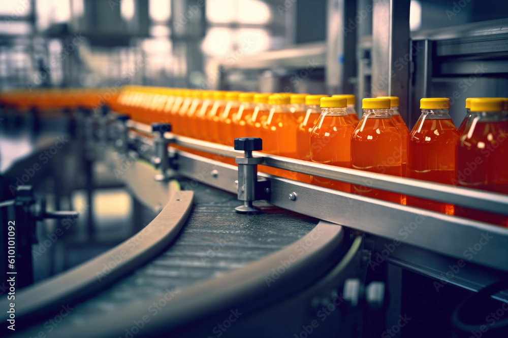 Fruit Juice Manufacturing: From Conveyor to Bottle. Generative AI