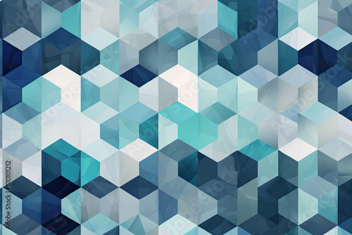 Hexagonal Waves in Cool Tones of Blue and Grey  generative ai