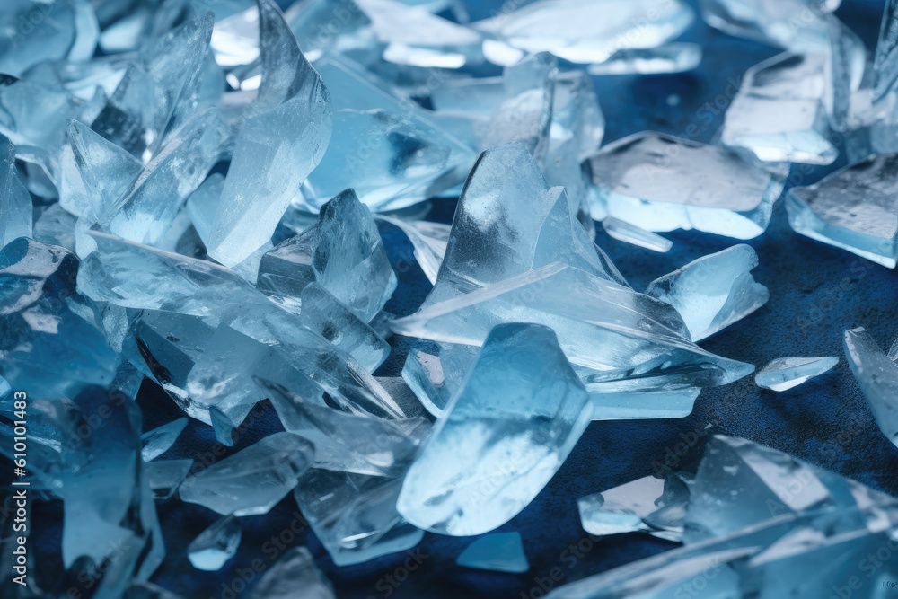 Icy Blue Glass Shards Creating a Cold and Crisp Winter Wonderland, generative ai Icy Blue Glass Shards Creating a Cold and Crisp Winter Wonderland, generative ai