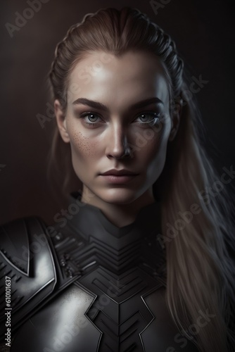 woman in black armor