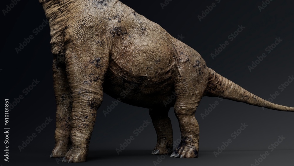 Fototapeta premium Sauropod Brachiosaurus pose render of background. 3d rendering