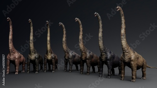 Fototapeta Naklejka Na Ścianę i Meble -  Sauropod Brachiosaurus pose render of background. 3d rendering