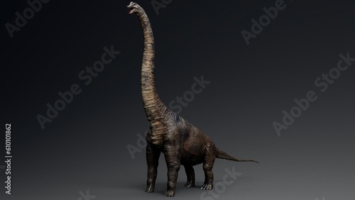 Sauropod Brachiosaurus pose render of background. 3d rendering © racksuz