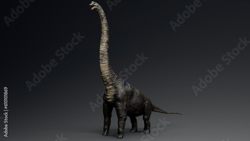 Sauropod Brachiosaurus pose render of background. 3d rendering © racksuz