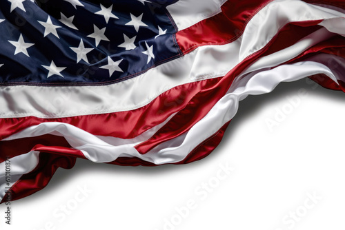 American Pride: Detailed Closeup of Ruffled US Flag. Generative AI