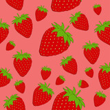 Strawberries pattern design on pink background