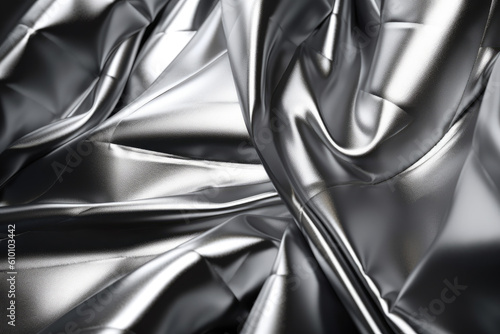 Metallic silver leather texture with reflective surface and futuristic feel, generative ai