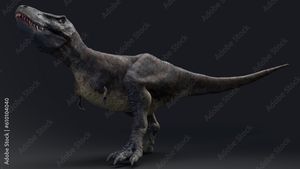 Fototapeta premium Tarbosaurus Bataar pose render of background. 3d rendering