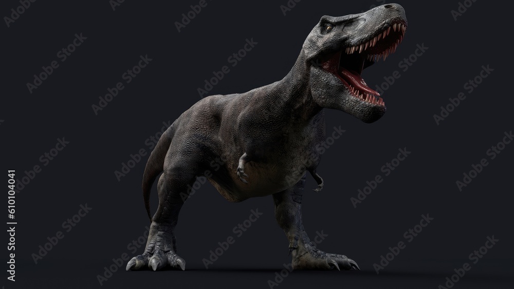 Fototapeta premium Tarbosaurus Bataar pose render of background. 3d rendering