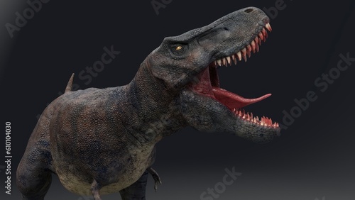 Fototapeta Naklejka Na Ścianę i Meble -  Tarbosaurus Bataar pose render of background. 3d rendering