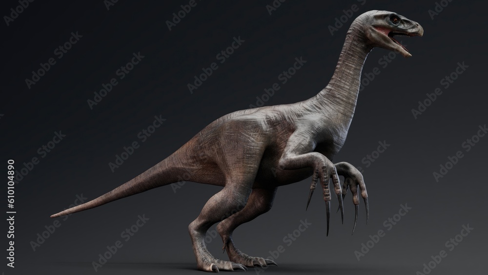 Fototapeta premium Therizinosaurus pose render of background. 3d rendering