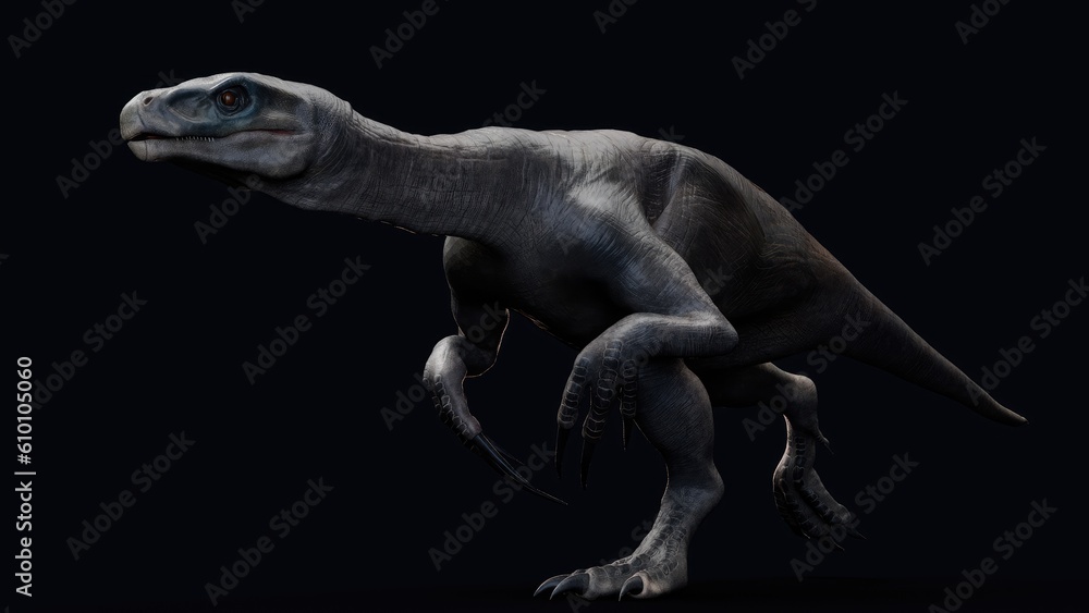 Fototapeta premium Therizinosaurus pose render of background. 3d rendering