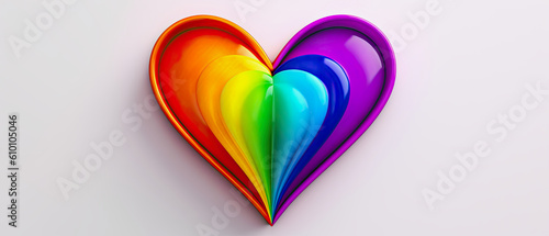rainbow colored heart on white background  generative ai illustration