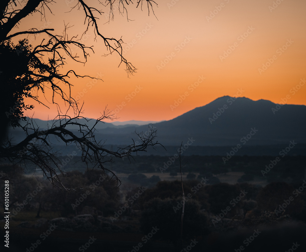 Serene Sunset Over Mountain Landscape Serene Sunset Over Mountain Landscape