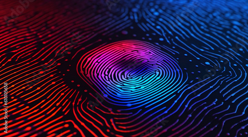 image of a fingerprint on another electronic background. Generative AI.