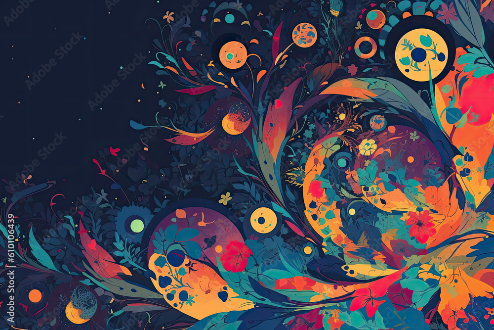 Playful fractal pattern with whimsical shapes and vibrant colors that inspire a sense of childlike joy, generative ai