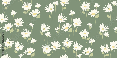 Abstract floral seamless pattern with chamomile. Trendy hand drawn textures. Modern abstract design for,paper, cover, fabric and other