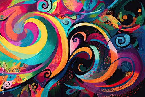 Playful Swirls and Curves in Bold Colors  generative ai