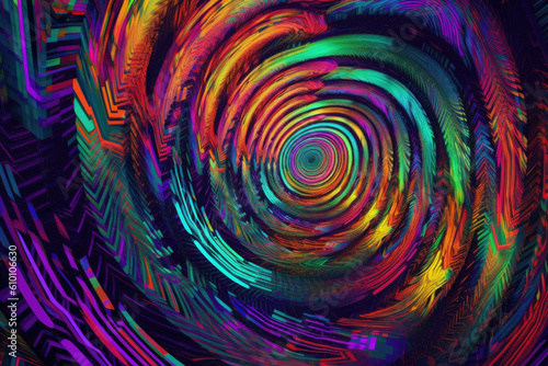 Psychedelic digital noise pattern with bold colors and trippy vibe, generative ai © aicandy