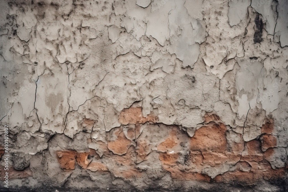 Rough and gritty concrete wall with cracks and stains, creating a textured and urban wallpaper, generative ai Rough and gritty concrete wall with cracks and stains, creating a textured and urban wallpaper, generative ai