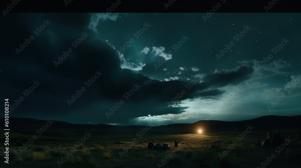 Fototapeta premium beautiful night on the grassland