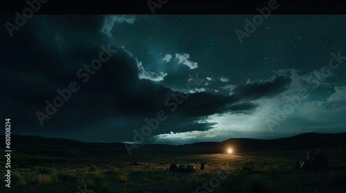 beautiful night on the grassland