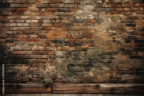 Rustic brick wall with a distressed finish and warm earthy tones perfect for adding texture to any space  generative ai