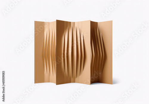 A set of folders on a gray surface, Cardboard folding page dividers stock, minimalist design, modern. Generative Ai.