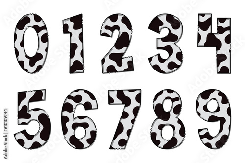 Handcrafted Cow Texture Letters. Color Creative Art Typographic Design
