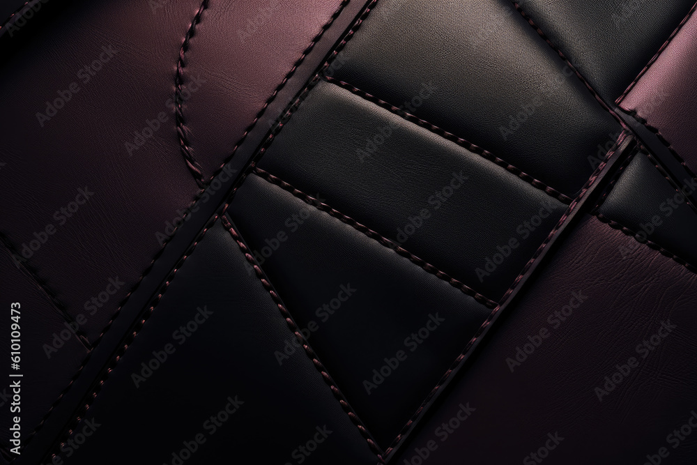 Smooth and Sleek Leather Background with Stitched Lines and Geometric Shapes, generative ai