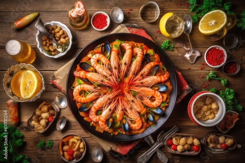 stock photo of Paella ready to eat in the plate Food Photography AI Generated