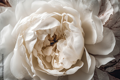 stunning and elegant wallpaper featuring a close-up of a white rose petal, with intricate details and a soft and delicate texture, generative ai