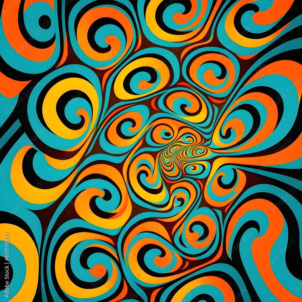 abstract pattern with circles in blue, orange and black abstract pattern with circles in blue, orange and black