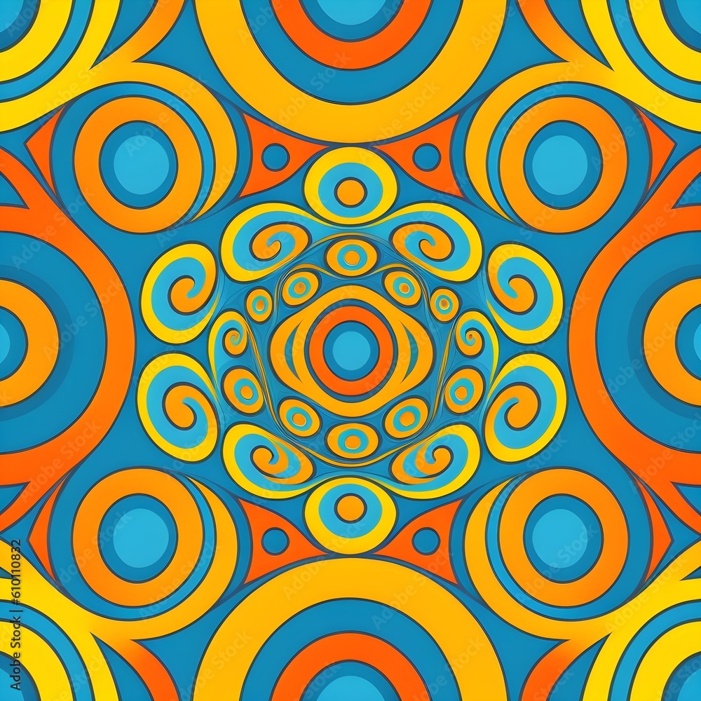 seamless pattern with circles in blue and orange