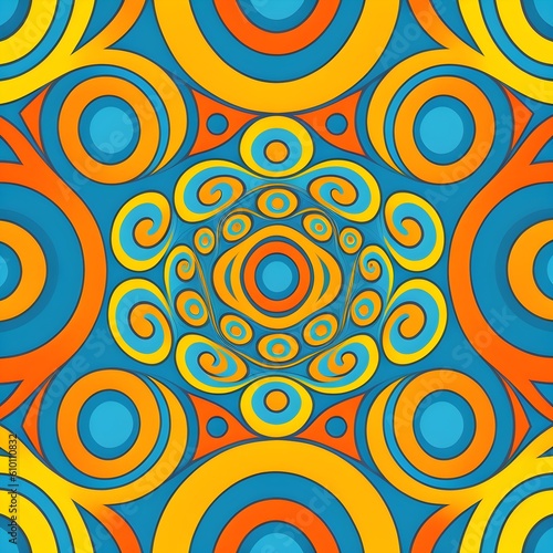 seamless pattern with circles in blue and orange