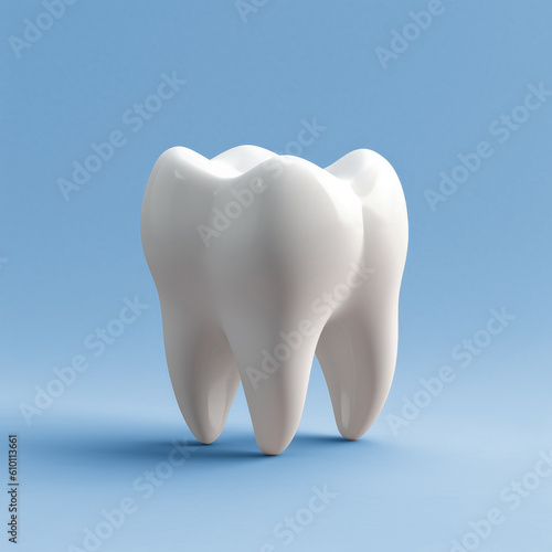 white molar tooth on blue background