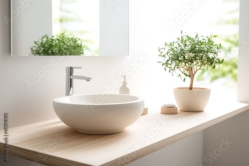Bathroom sink in modern interior, generative ai
