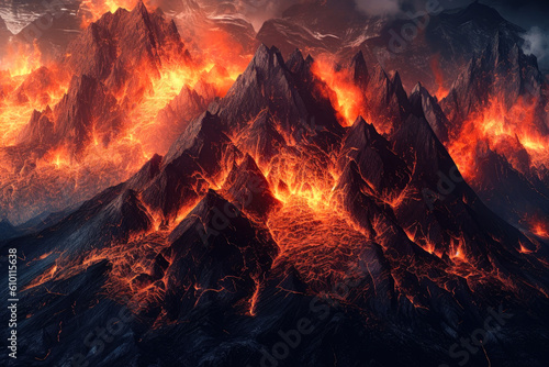 Mountains in hell, flames