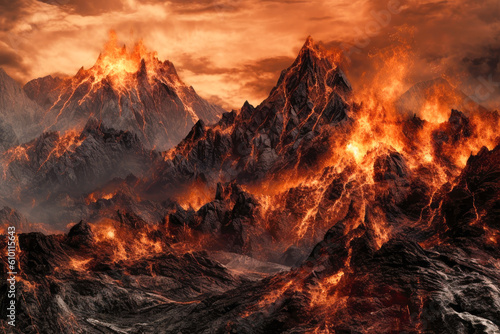 Mountains in hell, flames