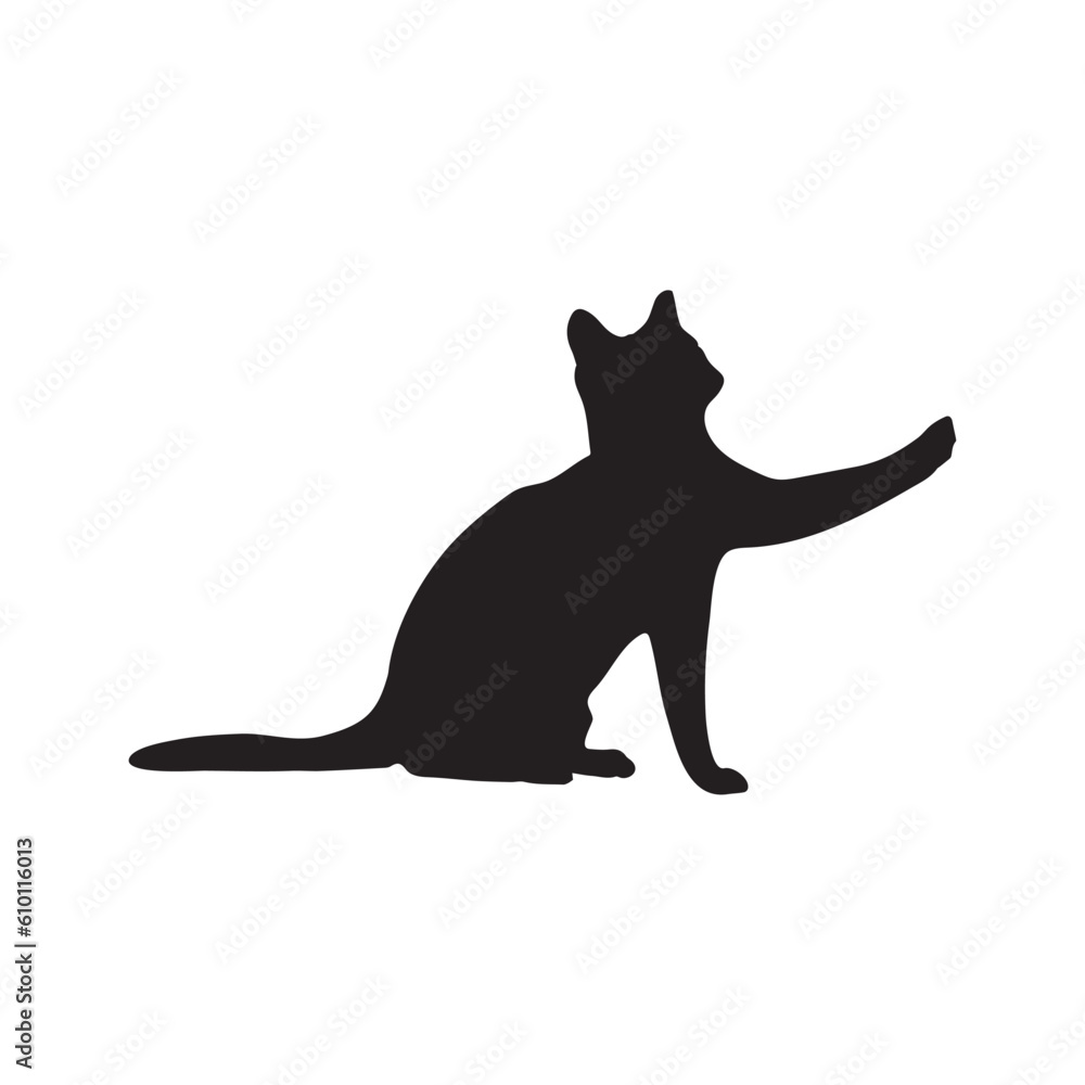 A cute sitting cat silhouette illustration.