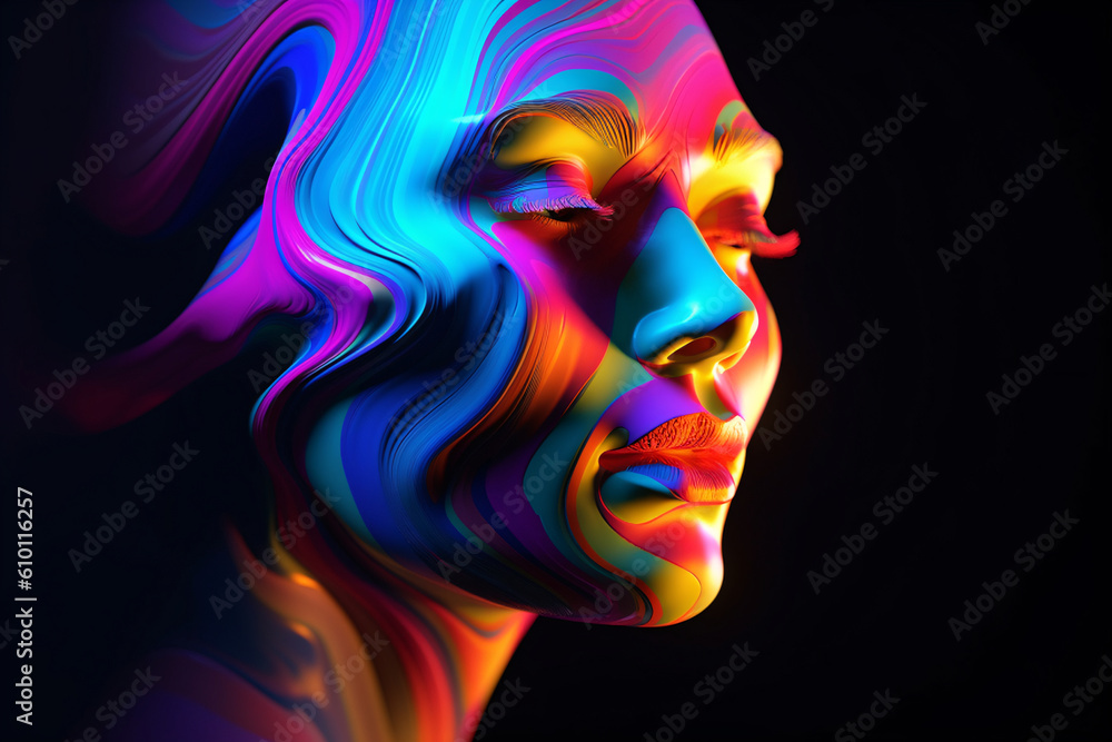 abstract colourful face, generative ai