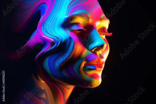 abstract colourful face  generative ai