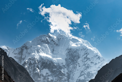 Salcantay mountains in Andes, Cusco, Peru. Trekking concept photo