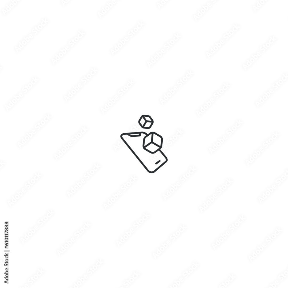 Augmented Reality Smartphone App Vector line Icon Isolated On White Augmented Reality Smartphone App Vector line Icon Isolated On White