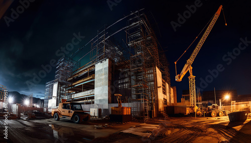 construction site at night
