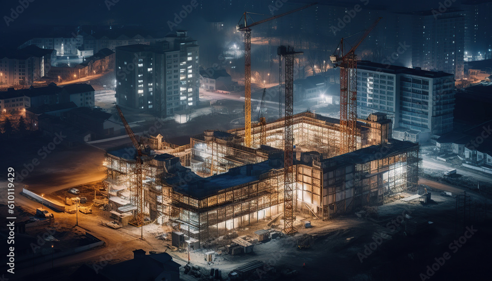 construction site at night