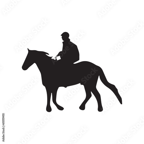  A walking horse with a man silhouette illustration