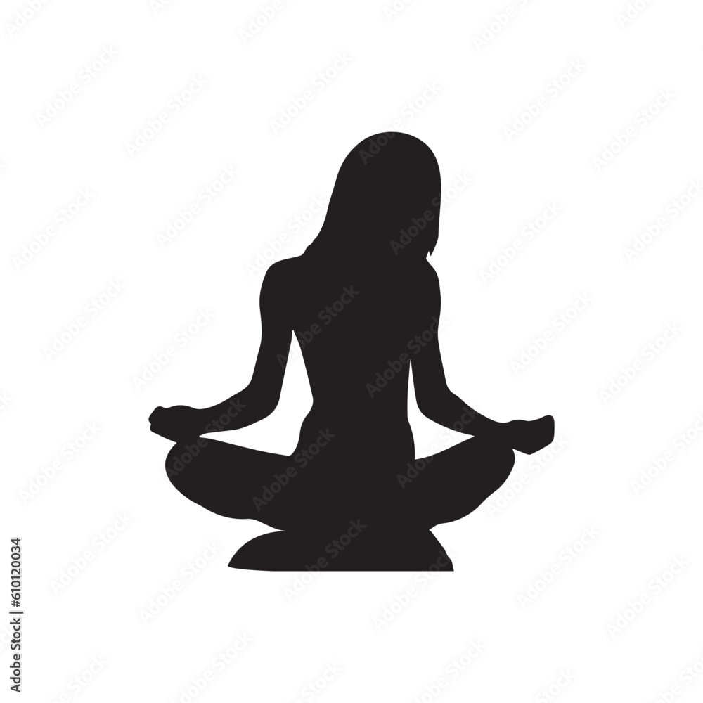  One beautiful girl in meditation silhouette vector art