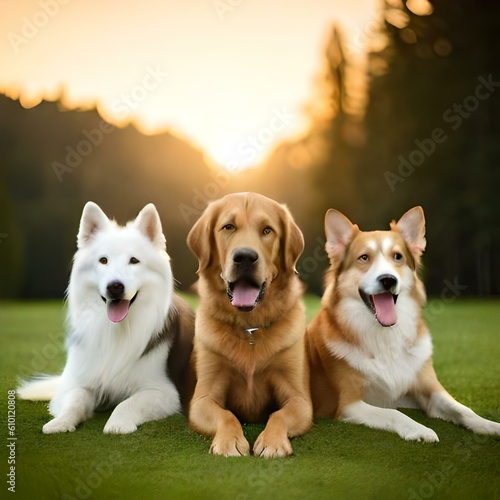 group of dogs generated by AI technology 