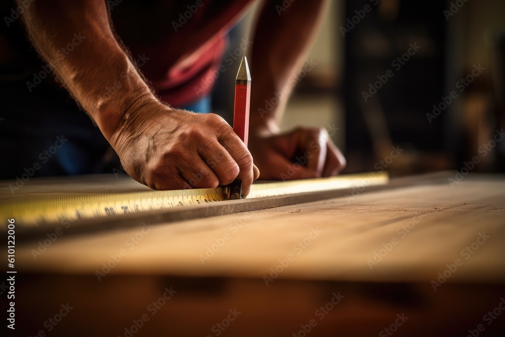 Close up of the hands of a carpenter working.Generative AI Close up of the hands of a carpenter working.Generative AI